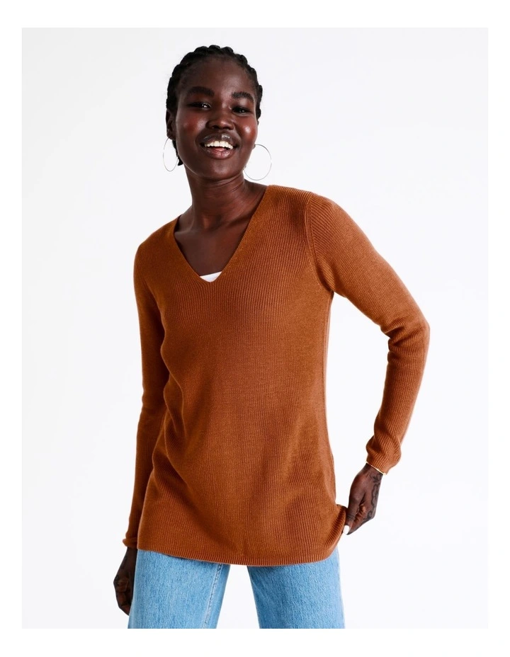 Coupon π― Vero Moda Newlexsun Long Sleeve V-Neck Knit Chutney β€οΈ - Image 4