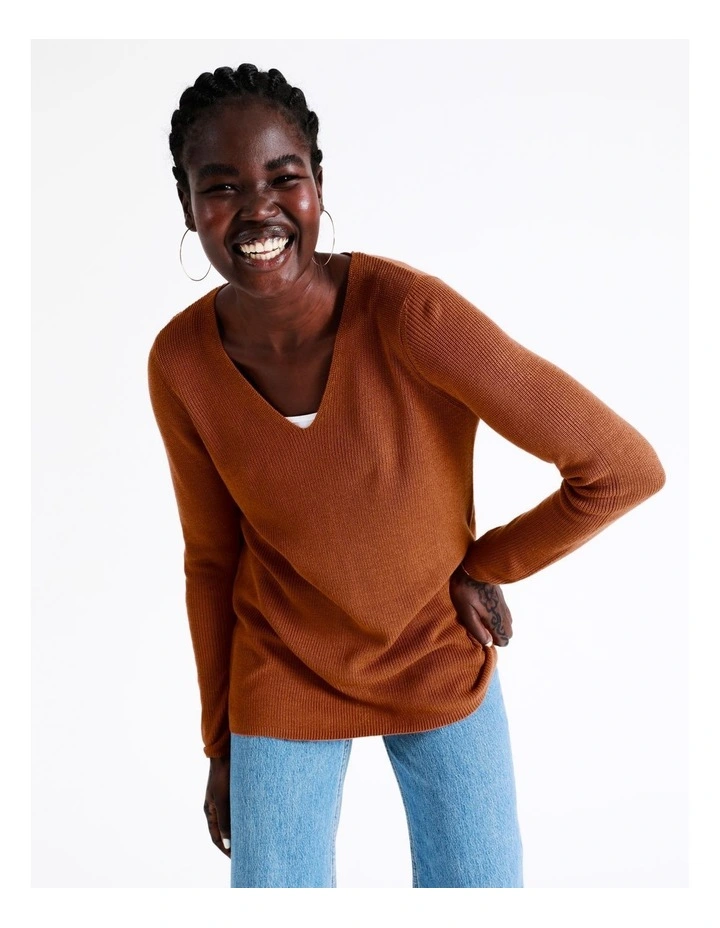 Coupon π― Vero Moda Newlexsun Long Sleeve V-Neck Knit Chutney β€οΈ - Image 5