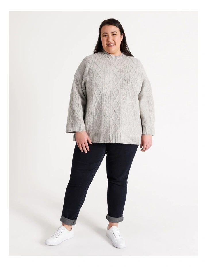 Promo π Regatta Cable Jumper With Wide Sleeve In Grey Marle π - Image 2