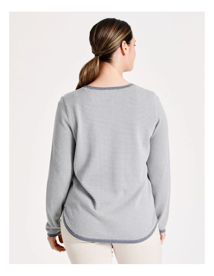 Budget π Regatta Crew Neck Long Sleeve Jumper With Curved Hem Blue Stripe π - Image 6