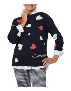 Cheap ✨ Gordon Smith Heart Cashmere Blend Knit Navy ✨