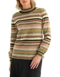 Discount π Marco Polo Long Sleeve Stripe Mix Sweater Chartreuse π