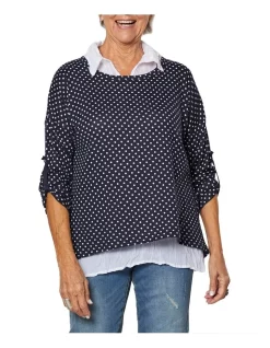 New 🔥 Gordon Smith Spot 2 In 1 Knit Top Navy ✨