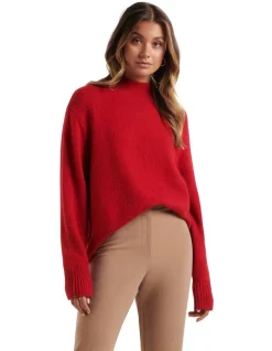 Top 10 😀 Forever New Elena Stand Neck Essential Knit Jumper Red 💯