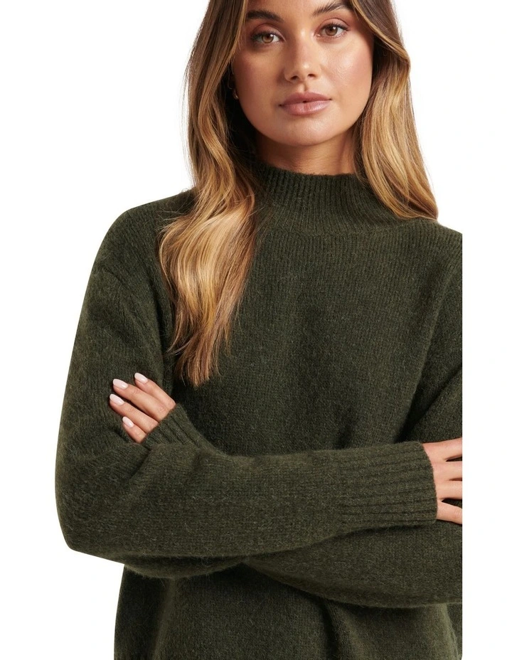 Coupon 𧨠Forever New Elena Stand Neck Essential Knit Jumper Pine Green π₯° - Image 4