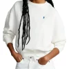 Hot Sale 🌟 Polo Ralph Lauren Good Vibes Embroidered Fleece Sweatshirt In White 🔥