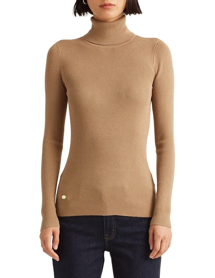 Best Sale β€οΈ Lauren Ralph Lauren Ribbed Turtleneck Sweater Beige β