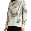 Cheapest 🛒 Lauren Ralph Lauren Striped Logo French Terry Pullover In Cream 🛒