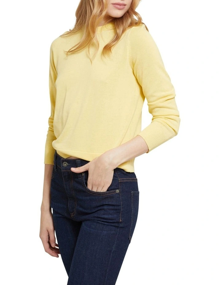 Buy π Oxford Florence Cotton Crew Neck Knit Jumper Yellow π - Image 2