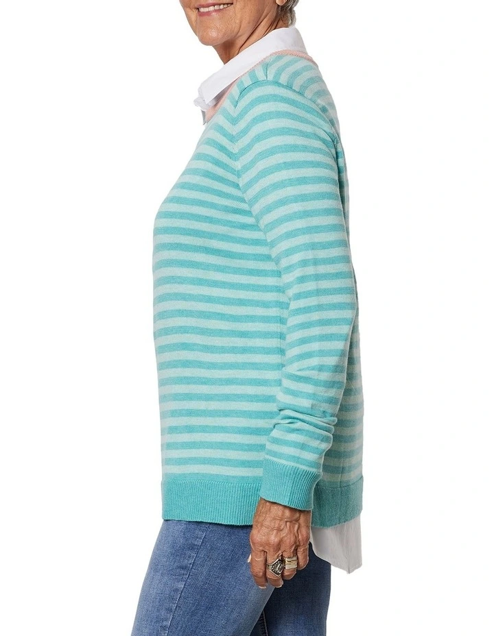 Coupon ✨ Gordon Smith Stripe Knit Jumper Lagoon ✔️ - Image 2