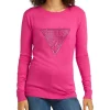 Best Pirce 💯 Guess Paulette Round Neck Long Sleeve Sweater Full Bloom Pink 👍