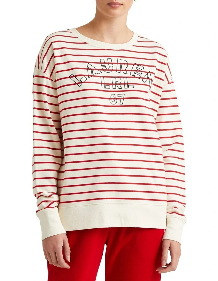 Best reviews of π Lauren Ralph Lauren Striped Logo French Terry Pullover In Cream β