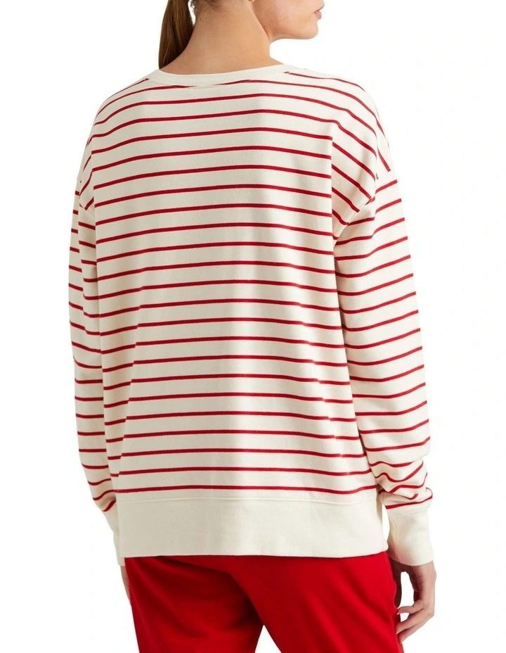 Best reviews of π Lauren Ralph Lauren Striped Logo French Terry Pullover In Cream β - Image 2