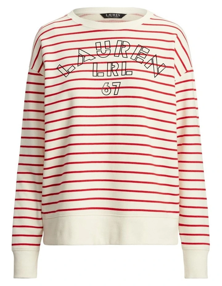 Best reviews of π Lauren Ralph Lauren Striped Logo French Terry Pullover In Cream β - Image 4