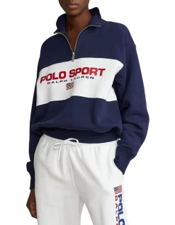 Flash Sale 🤩 Polo Ralph Lauren Polo Sport Quarter-Zip Fleece Pullover In Navy Blue ⌛
