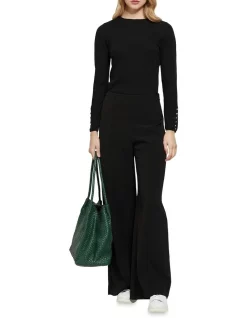 Wholesale 🎉 Oxford Emma Button Boatneck Knit Top Black 👏