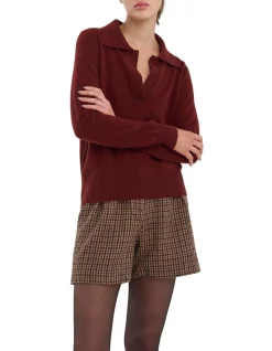 Wholesale 🤩 Skin And Threads Knitted Cashmere Polo Top Plum 💯