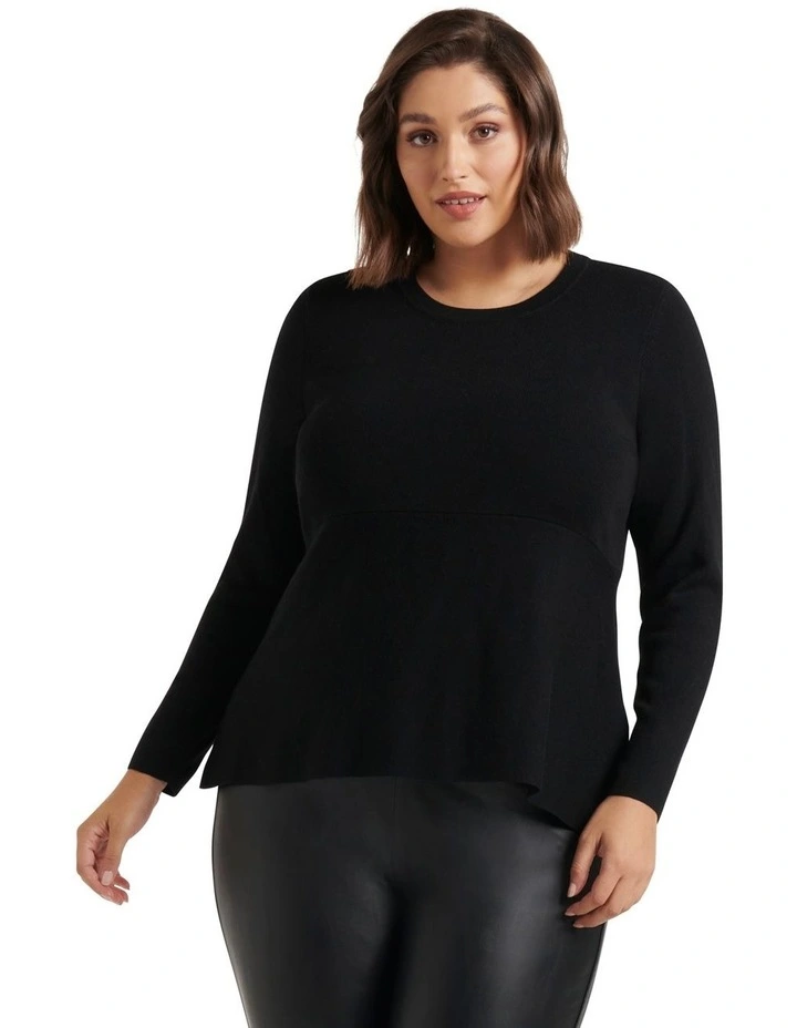 Hot Sale π Forever New Curve Amelia Hanky Hem Knit Top Black β¨