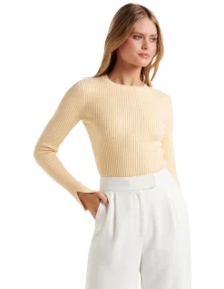 Hot Sale 😀 Forever New Mya Crew Neck Knit Jumper In Yellow ✔️