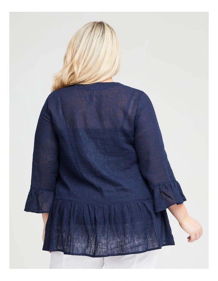 Outlet π₯ Taking Shape Linen Gauze Amari Cardigan In Dark Indigo π₯ - Image 2