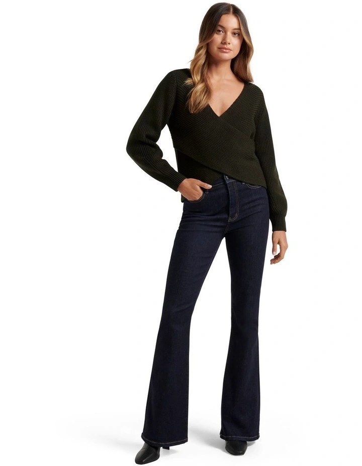 Discount π Forever New Ettie Wrap Knit Jumper Dark Khaki β€οΈ - Image 5