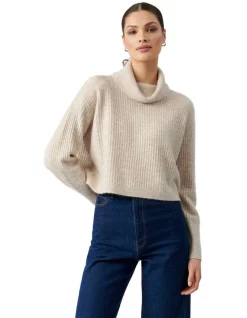 Brand new 🔥 Forever New Petite Willow Petite Roll Neck Knit Jumper Oatmeal Marl 🎁