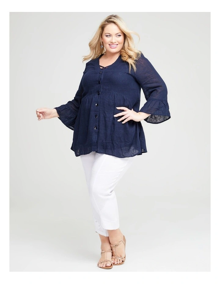 Outlet π₯ Taking Shape Linen Gauze Amari Cardigan In Dark Indigo π₯ - Image 4