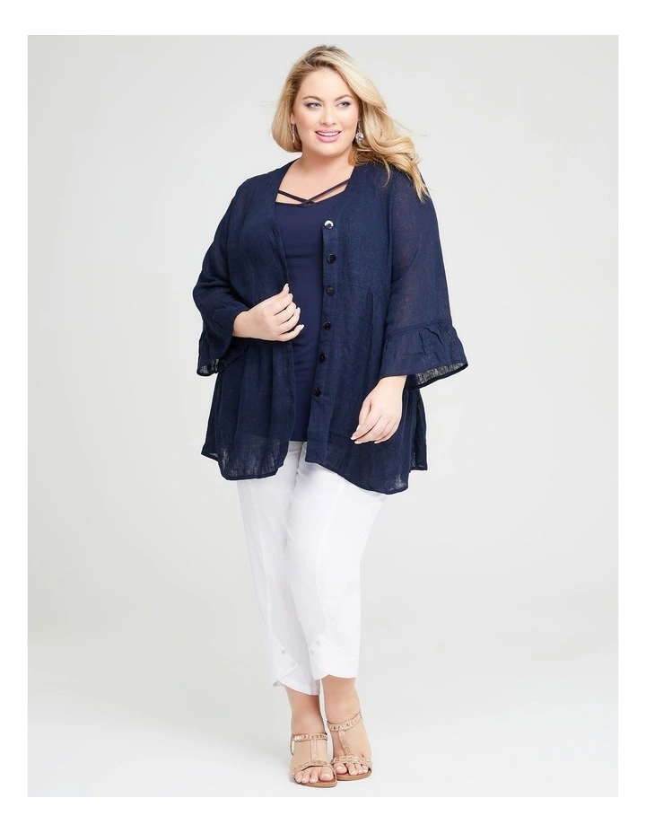 Outlet π₯ Taking Shape Linen Gauze Amari Cardigan In Dark Indigo π₯ - Image 5