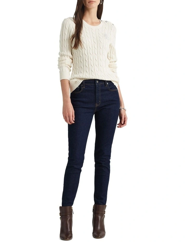 Deals β¨ Lauren Ralph Lauren Button Trim Cable Knit Sweater Cream π - Image 3