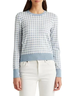 Outlet 🛒 Lauren Ralph Lauren Gingham Cotton-Modal Sweater 🎁