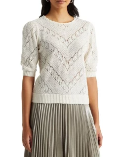 Hot Sale 👍 Lauren Ralph Lauren Chevron Pointelle Linen Sweater 😀