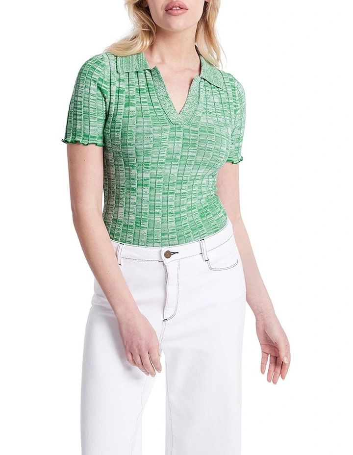 Wholesale π Marcs Lauren Space Dye Knit Polo In Verde/Ivory π