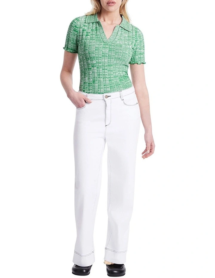 Wholesale π Marcs Lauren Space Dye Knit Polo In Verde/Ivory π - Image 2