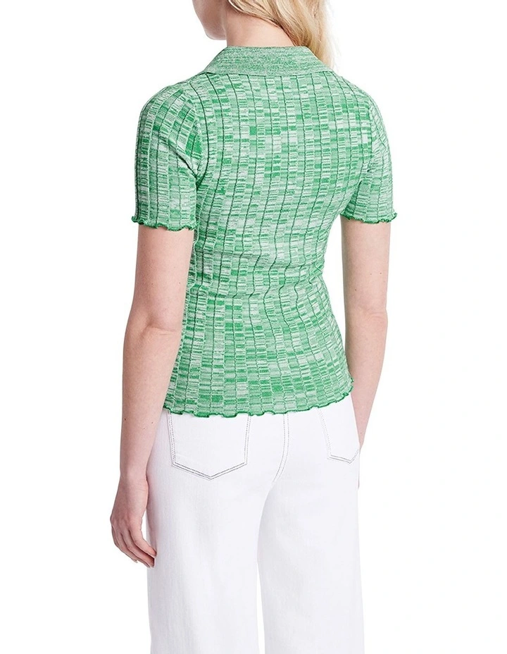 Wholesale π Marcs Lauren Space Dye Knit Polo In Verde/Ivory π - Image 3