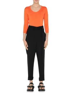 Best Sale 😀 Cue 3/4 Sleeve Boat Neck Knit In Coral Orange 👏