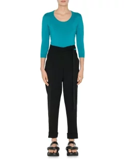 Outlet π Cue 3/4 Sleeve Boat Neck Knit In Teal Blue π