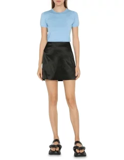 Best Sale 🧨 Cue Short Sleeve Round Neck Knit Top In Blue 🔥