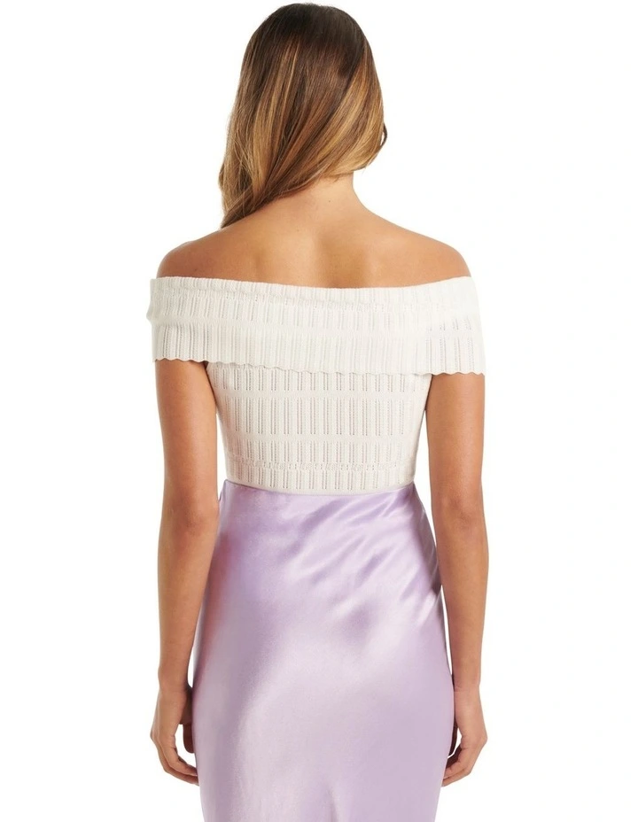 Outlet β Forever New Jess Pointelle Bardot Knit Top In White 𧨠- Image 2