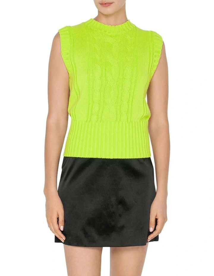Flash Sale π Cue Cable Knit Vest In Lime Green π€© - Image 3