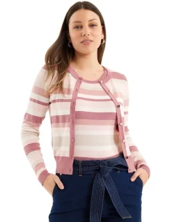 New 🛒 Review Sylvie Stripe Cardigan In Blush 🎉