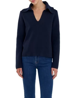 Promo 💯 Skin And Threads Knitted Milano Polo Navy 🛒