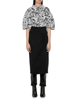 New π₯ Veronika Maine Swirl Jacquard Knit Top In Black/White β