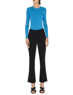 Outlet π Cue Ribbed Round Neck Cut Out Sleeve Knit In Azure Blue β