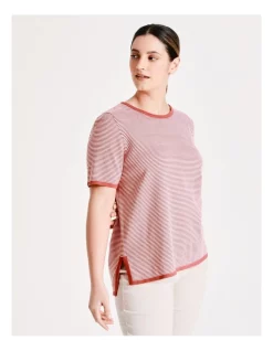Discount π₯ Regatta Short Sleeve Stripe Jumper In Mineral Red/Ivory π§¨