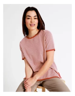 Discount βοΈ Regatta Short Sleeve Stripe Jumper In Mineral Red/Ivory π