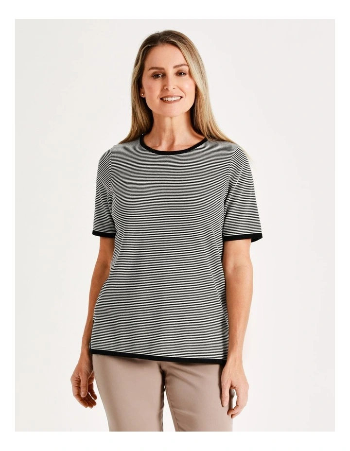 Brand new π Regatta Short Sleeve Stripe Jumper In Black/Ivory π - Image 6