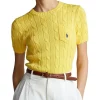 Brand new 🌟 Polo Ralph Lauren Cable-Knit Cotton Short-Sleeve Sweater In Yellow 🛒