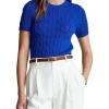 New 👍 Polo Ralph Lauren Cable-Knit Short-Sleeve Sweater In Blue 🥰
