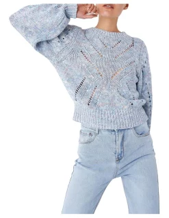 Cheap 🔥 Skin And Threads Cotton Linen Melange Knit In Blue Marle 🧨