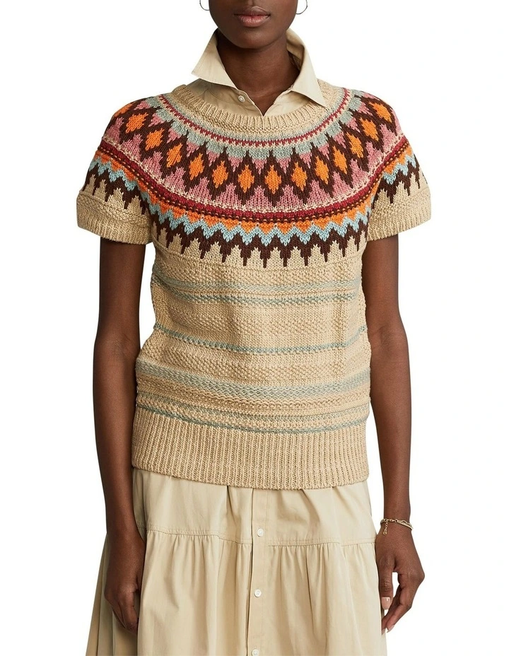 Discount π₯ Polo Ralph Lauren Jacquard Short-Sleeve Sweater In Beige π§¨